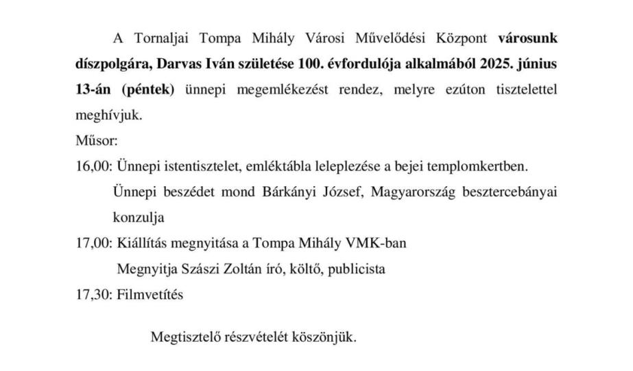 Darvas Ivánra emlékezünk