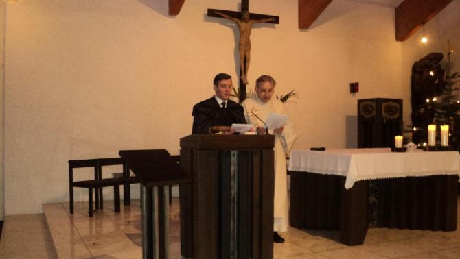 Nagy Károly tiszteletes és Szabó Ernő plébános január 10-én, Linzben az ökumenikus istentiszteleten