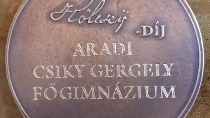 Az aradi Csiky Gerely Főgimnázium Kölcsey-díjban részesült
