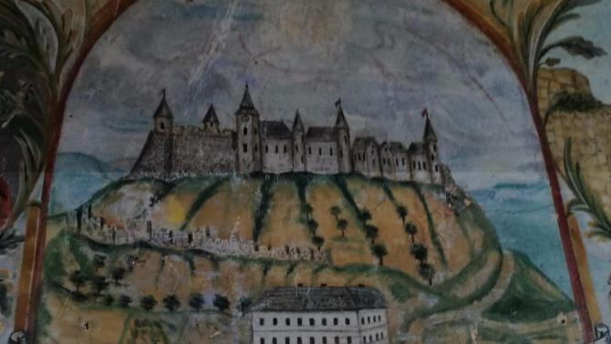 A görgényi várat ábrázoló freskó Görgényszentimrén